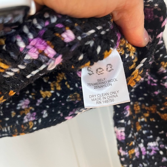 NWT $352 Sea NY Cut Out Crop Ceres Pink Black Crochet Sweater Merino Wool Size S - Picture 6 of 7